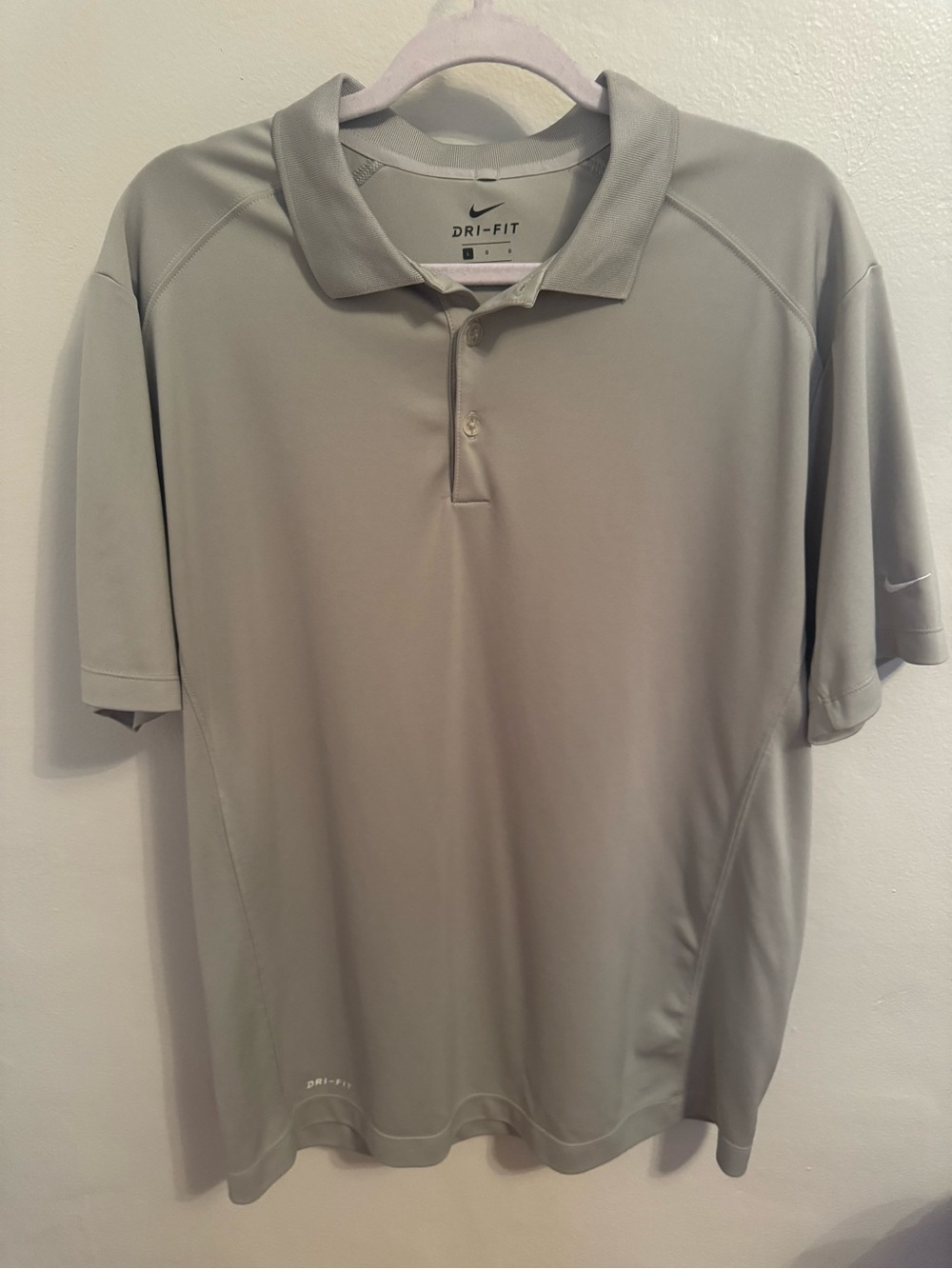 Nike Men's Light Gray Dri-FIT Polo Shirt - Large